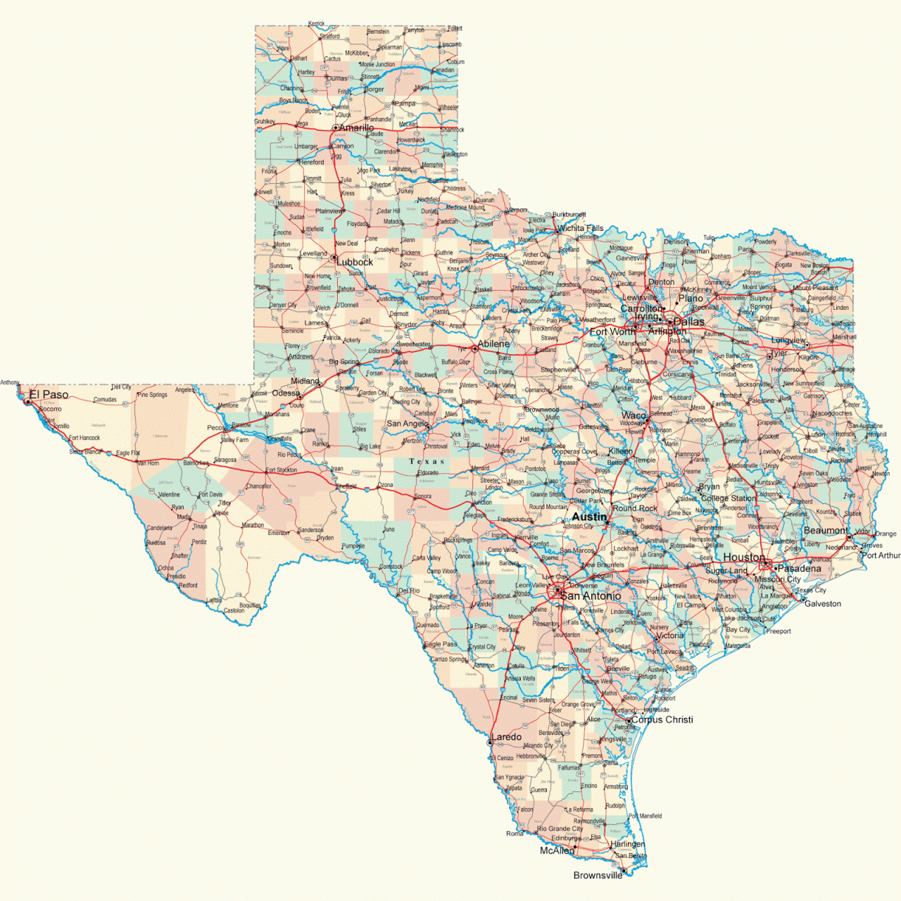Entire Map Of Texas - Free Printable Maps